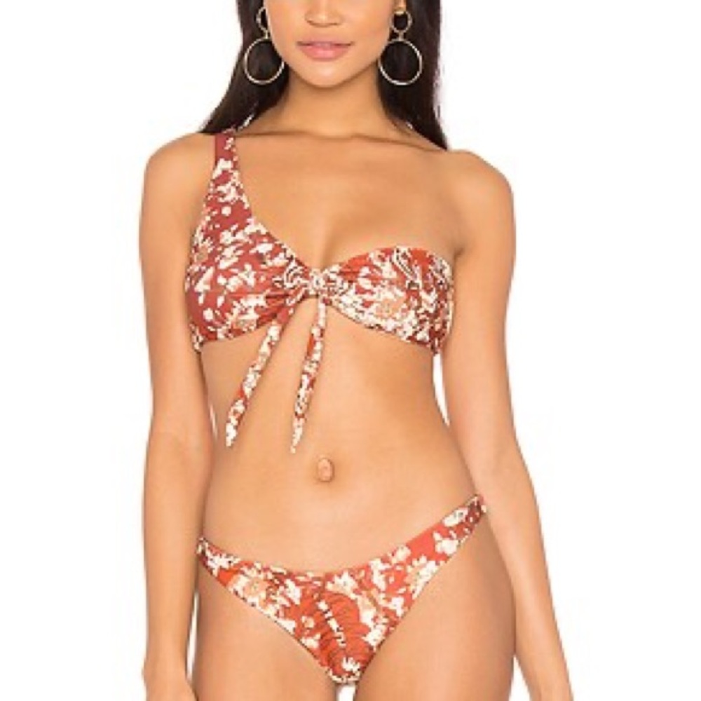 Orange and White Bikini with Tie Details